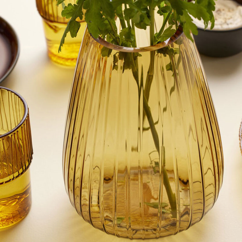 Kusintha Vase, H22 cm, Amber Glass