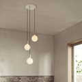 Canopy & Sphere Bulb Triple Ceiling Plate & Pendant Set, 400 x 25 cm, White & Brass